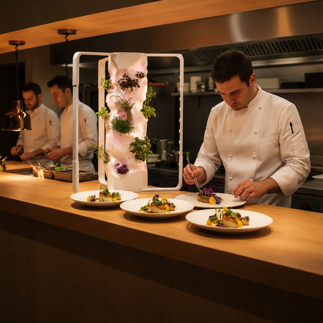 Ortus garden displayed in a fine-dining restaurant